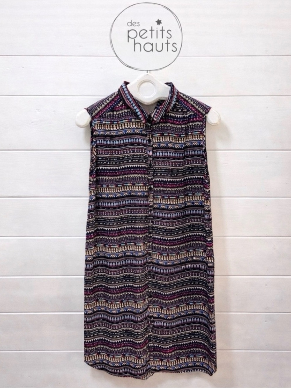 DES PETITS HAUTS Multicolor Silk Shirt Dress XL (T4)